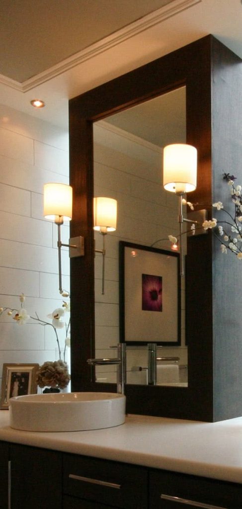 Dark Wood-Framed Mirror