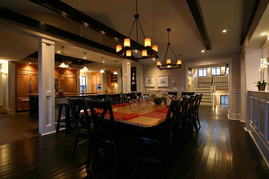Dining Room Interior Design - Ocean Front Home With Dark Wood - House Interior Design Duck, NC
