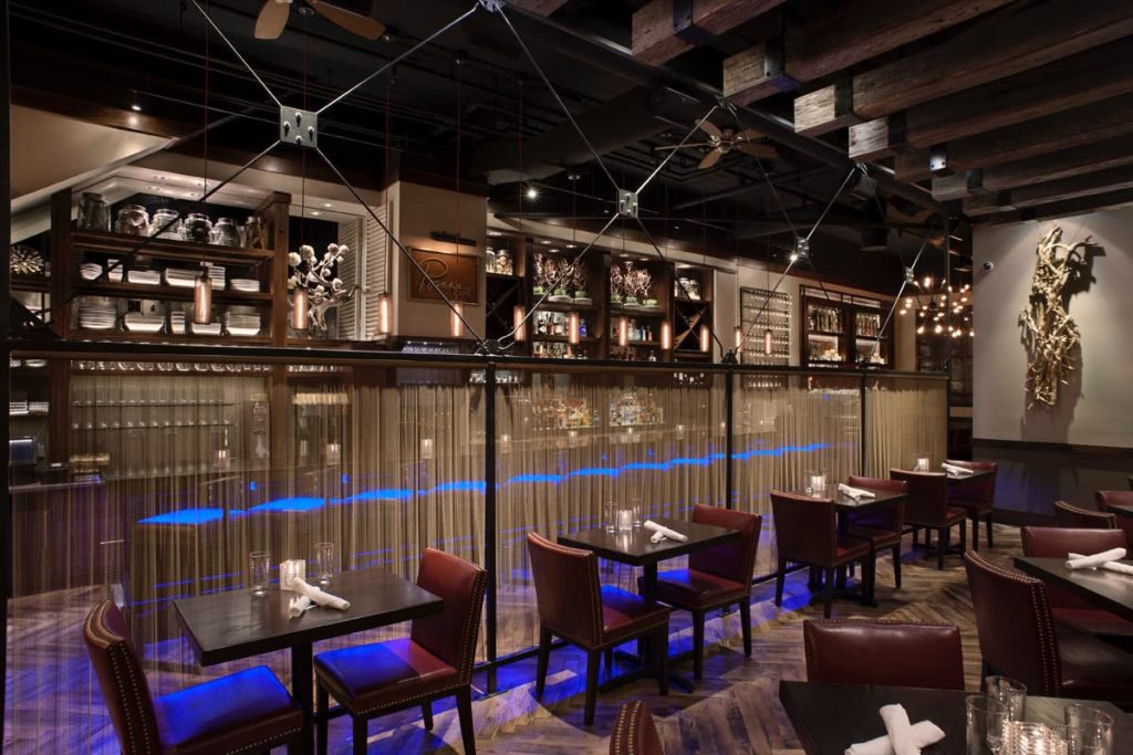 Posana Restaurant Seating Area Ambient Lighting Selection - Interior Design Services