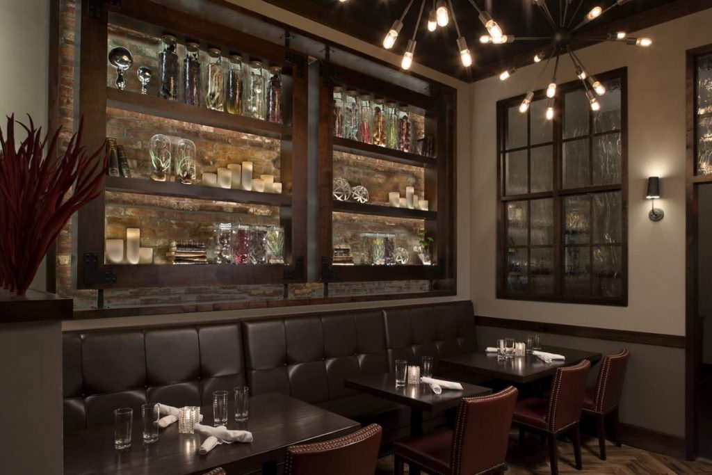 Posana Restaurant Asheville NC Seating Area - Services Included Space Planning, Ceiling & Lighting Design, Finishes, Furniture, Accessories