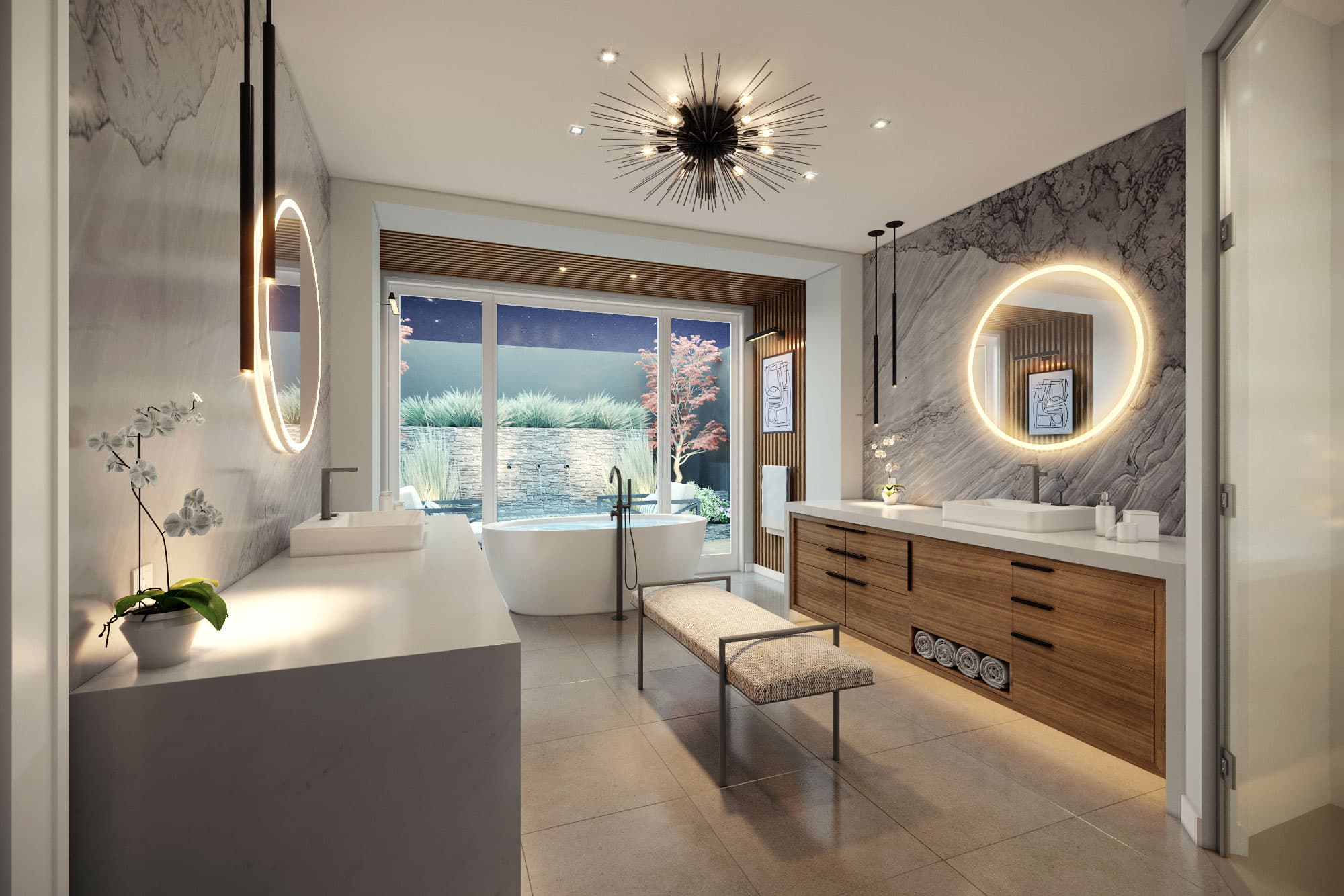 Luxury Master Bathroom and Patio Renovation Rendering